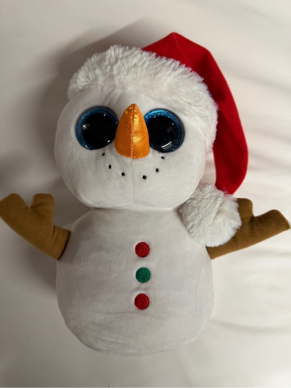 TY Beanie Boo Snowman Plush Christmas Holiday Blue Glitter Eyes 2018 Soft Toy